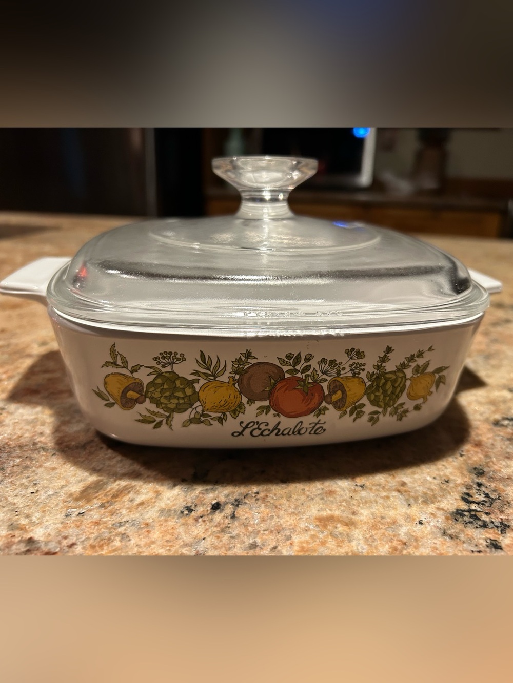 Corningware L’Echalote #A-1-B 1Qt Ceramic Square Casserole w/Pyrex Glass Lid A7C